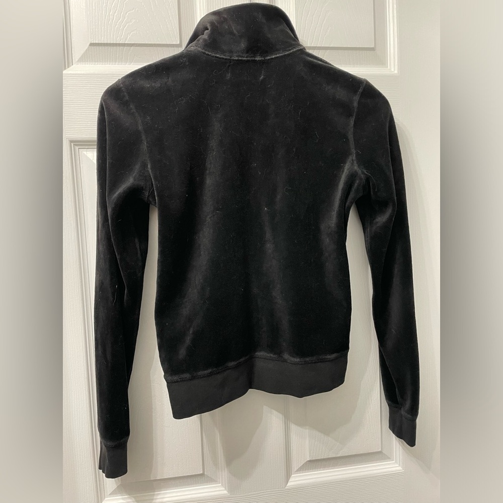 Y2K Juicy Couture Sweater Tracksuit Jacket Black Velour Full Zip Pockets Medium - Picture 6 of 10